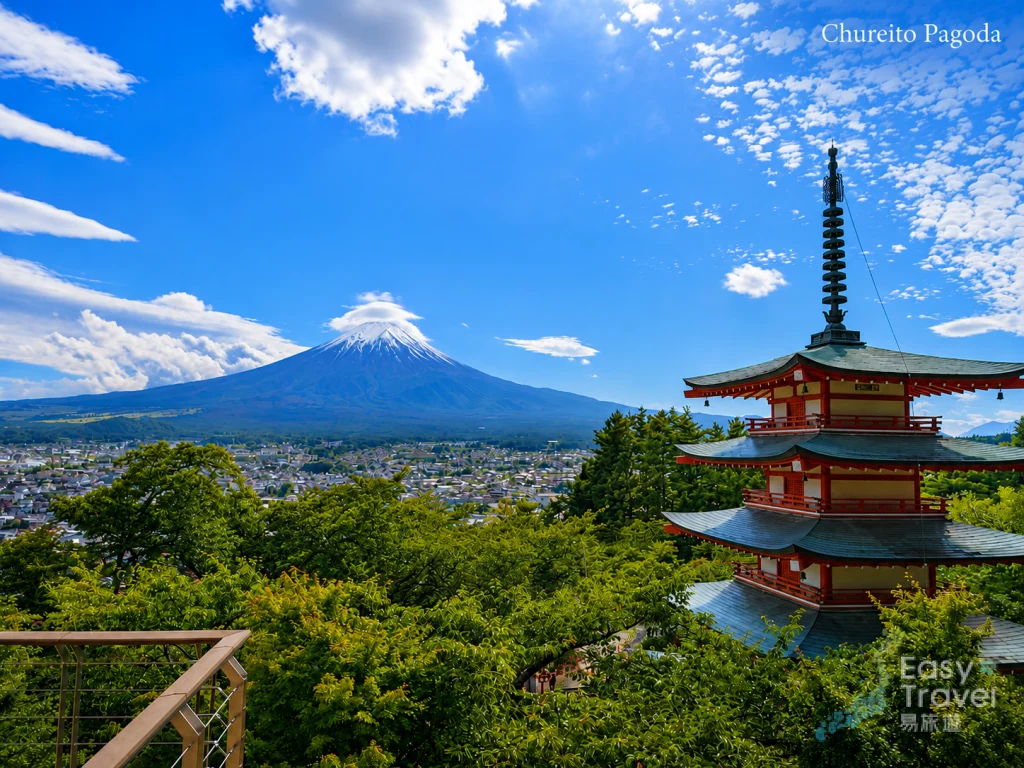 Chureito Pagoda overlooking Mount Fuji in Japan
